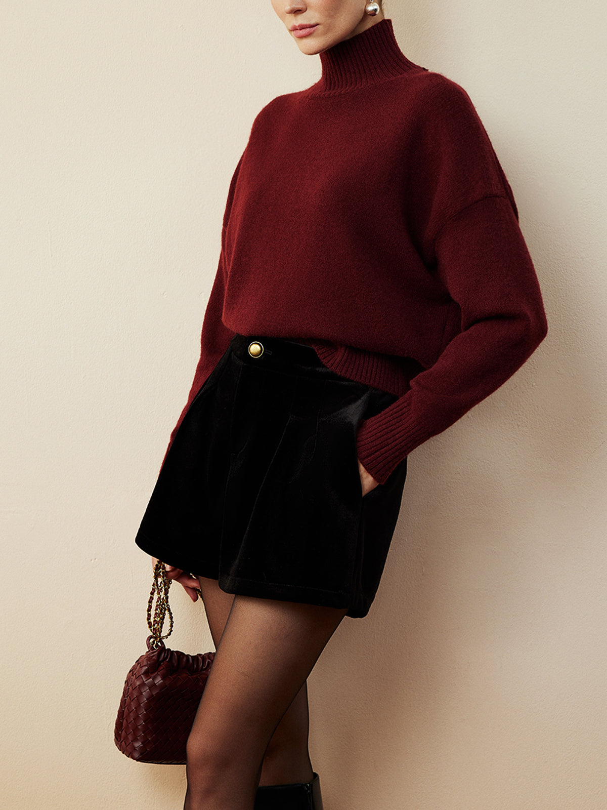 Mock Neck Relaxed Sweater — Svelte Chic