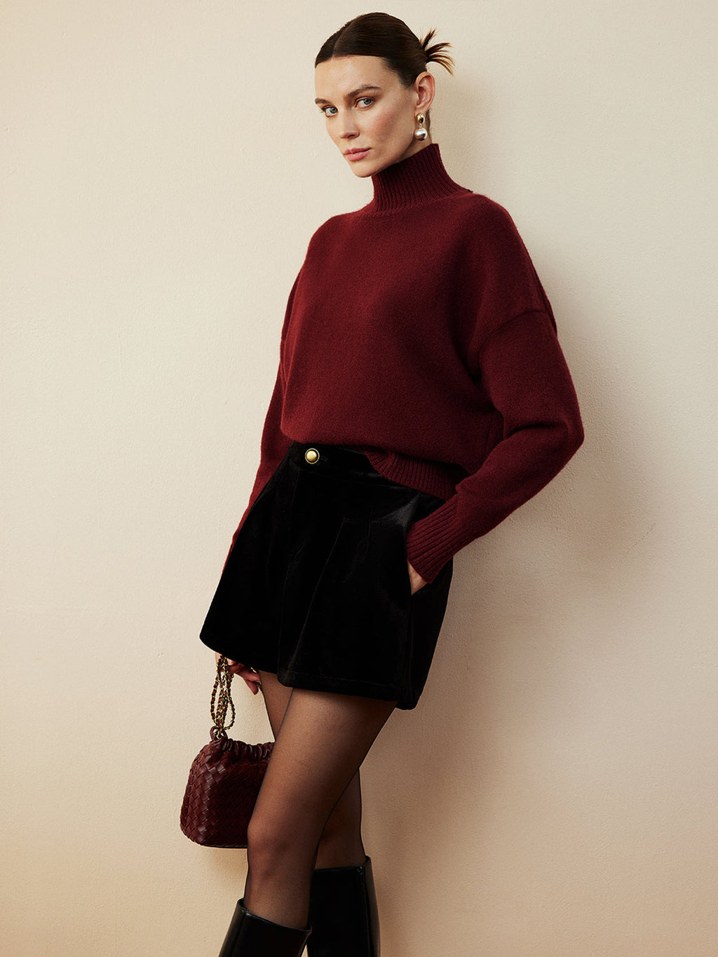 Mock Neck Relaxed Sweater — Svelte Chic