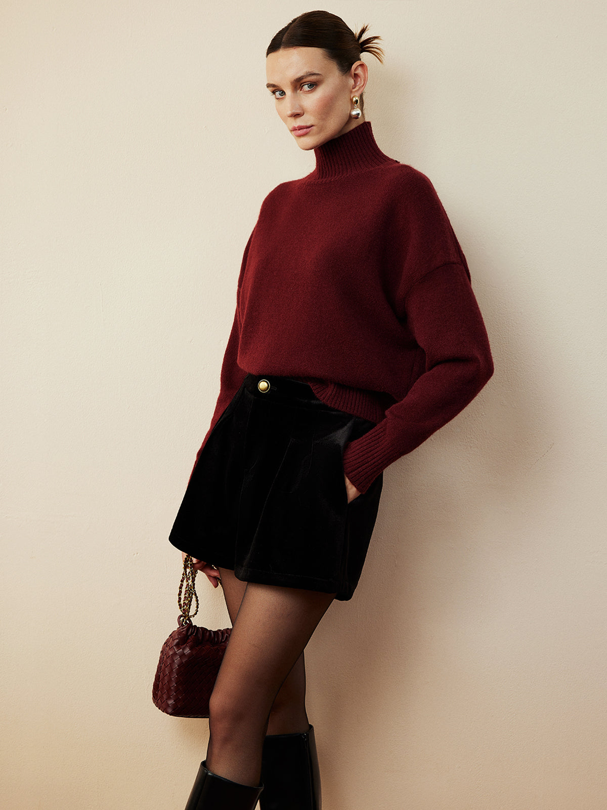 Mock Neck Relaxed Sweater — Svelte Chic