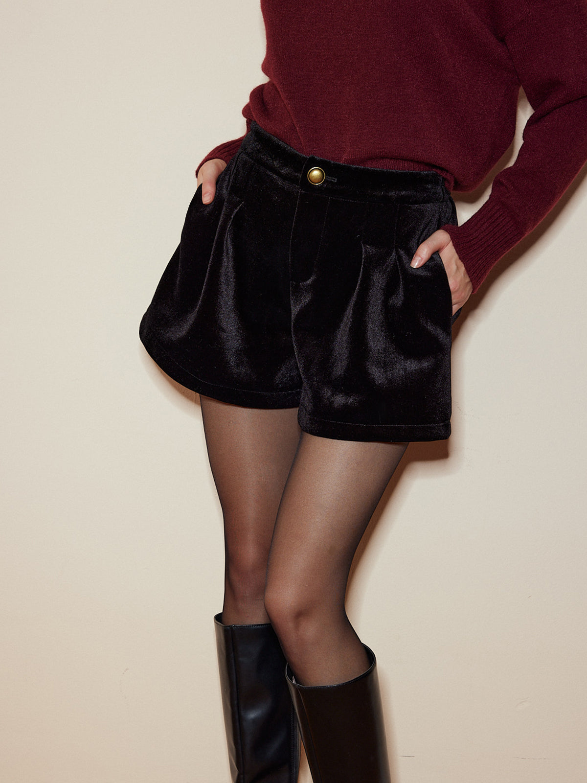 Velvet Mid Rise Shorts — Svelte Chic