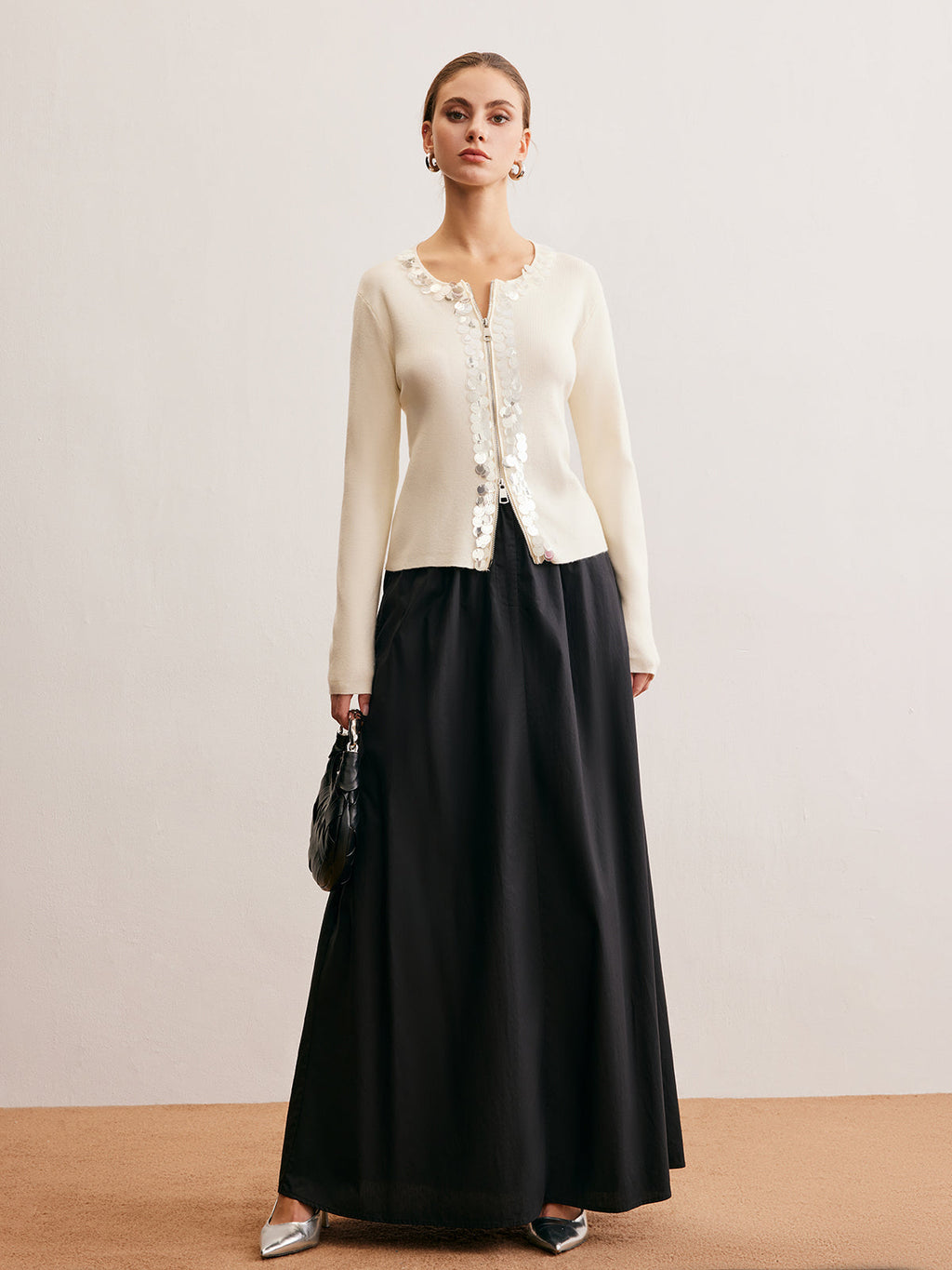 Sequin Two Way Zip Cardigan — Svelte Chic