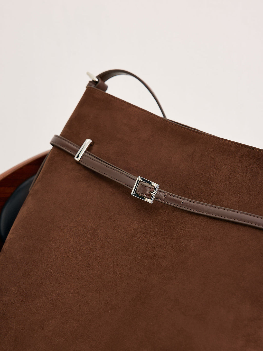 Suede Buckle Bucket Bag — Svelte Chic