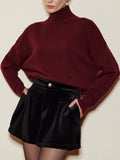 Mock Neck Relaxed Sweater in Red — Svelte Chic
