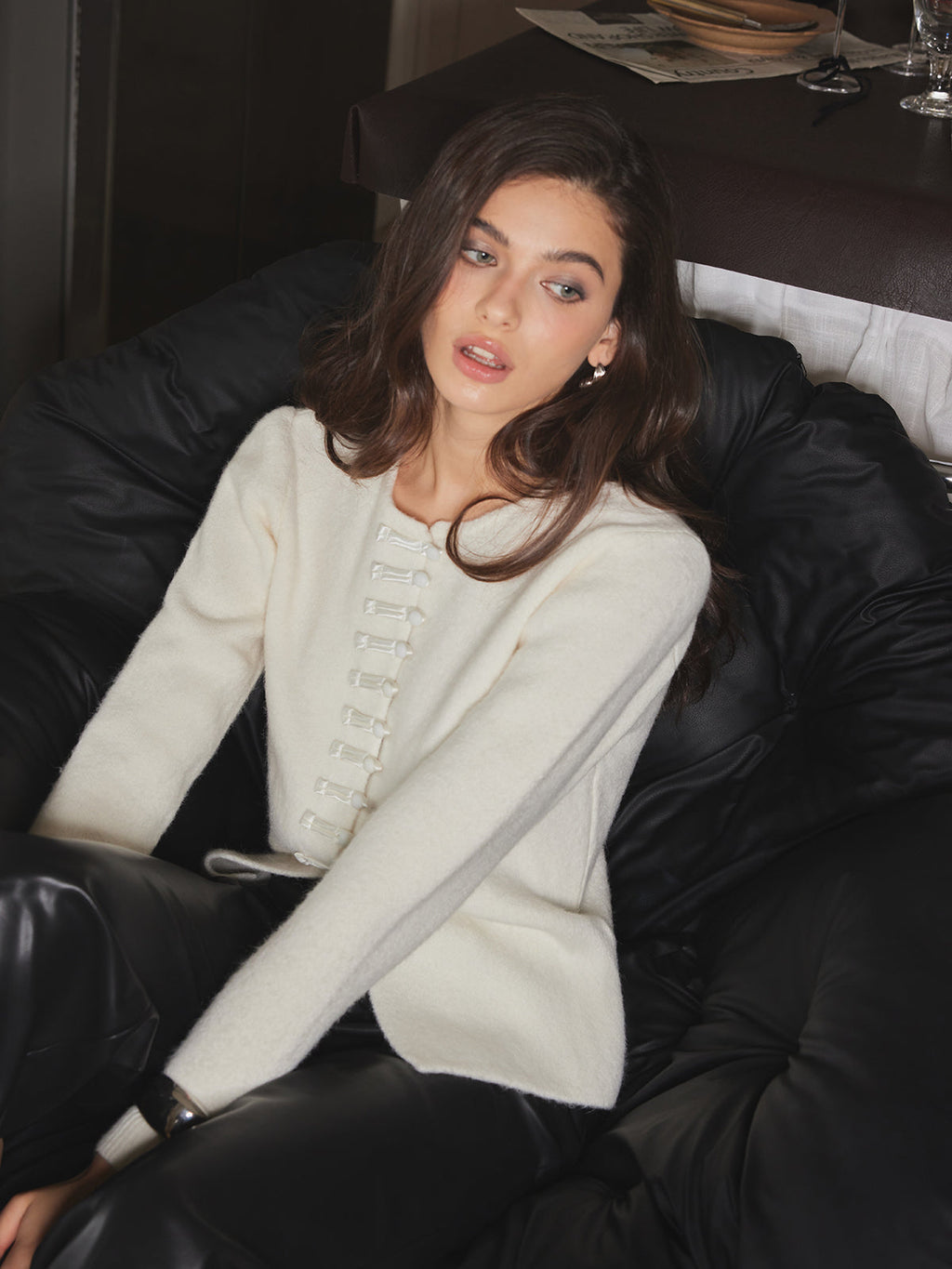 Round Neck Button Knit Blouse — Svelte Chic