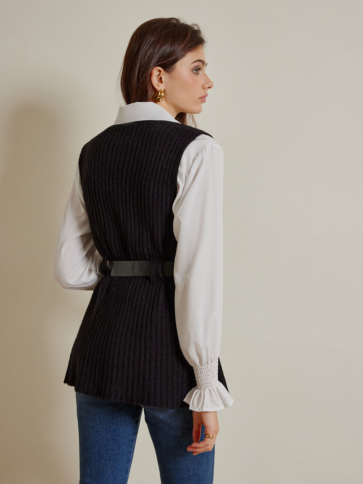 Two Piece Belted Knit and Polo Set — Svelte Chic