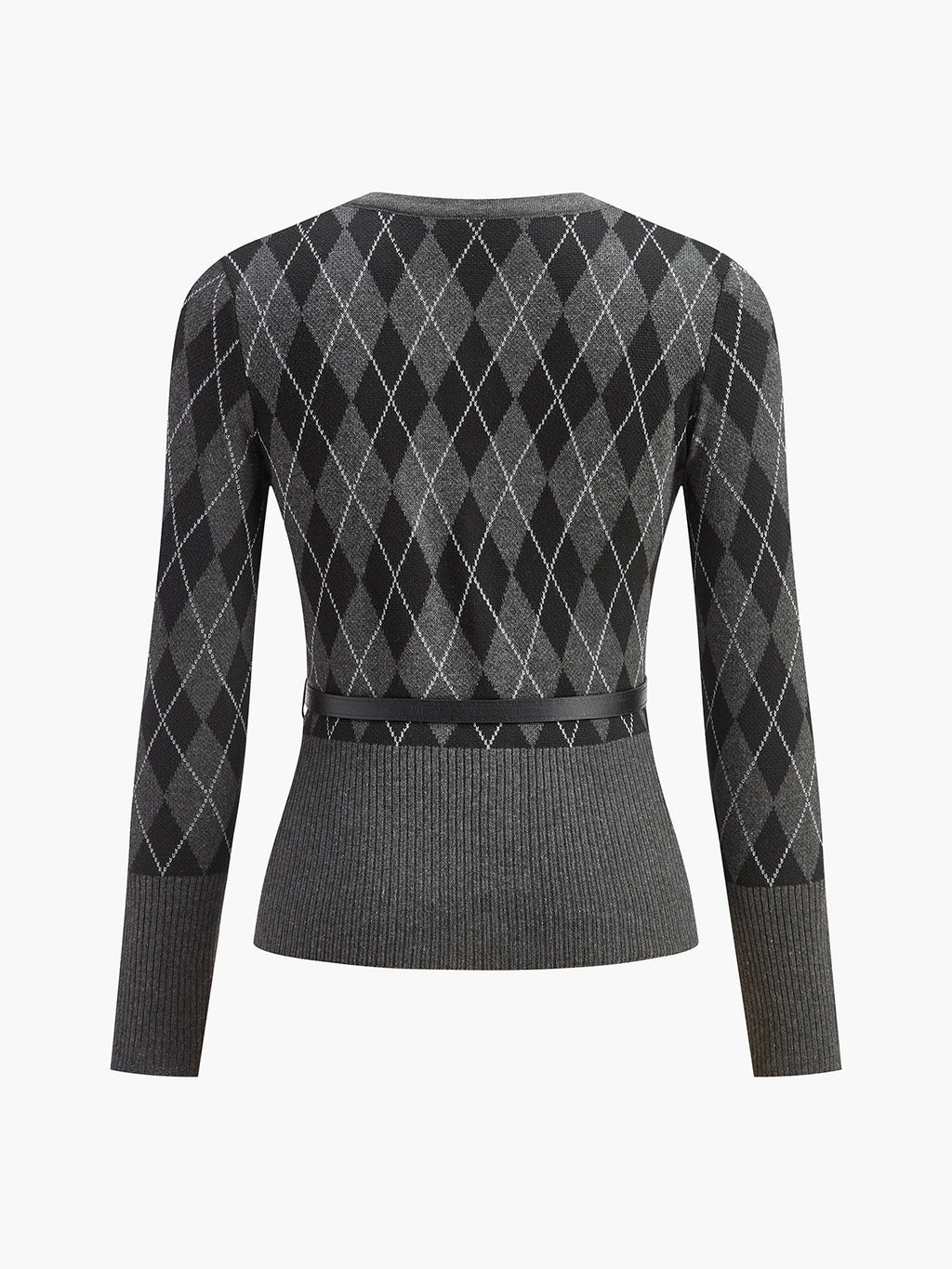Diamond Pattern Belted Cardigan — Svelte Chic