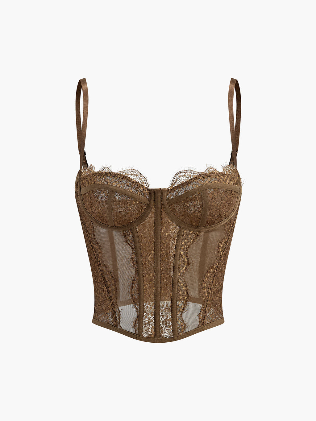 Sweetheart Lace Cami Corset in Dark Brown — Svelte Chic