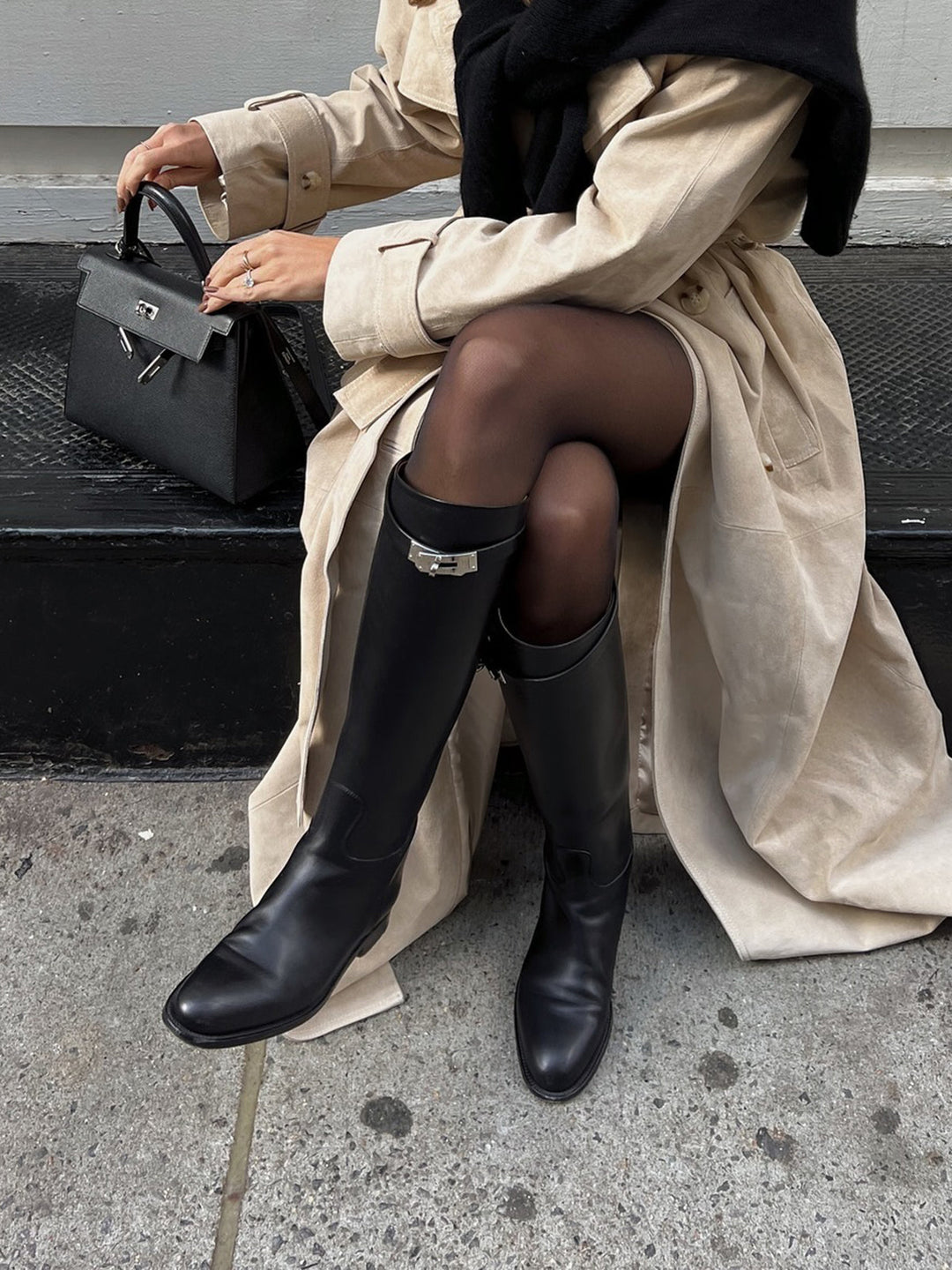 Рицарски ботуши над коляното с колан 