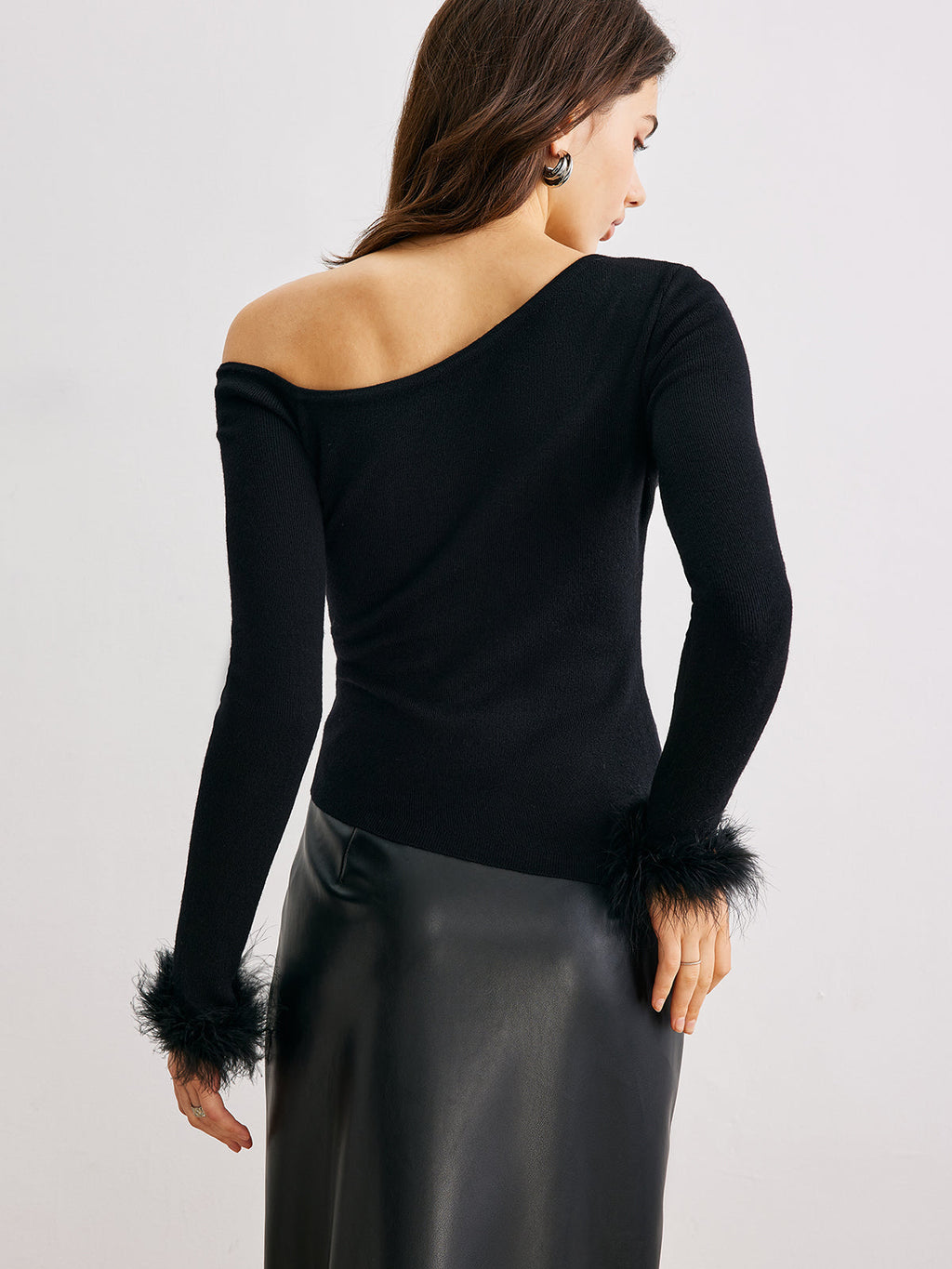 Asymmetric Neck Cashmere Blend Sweater — Svelte Chic