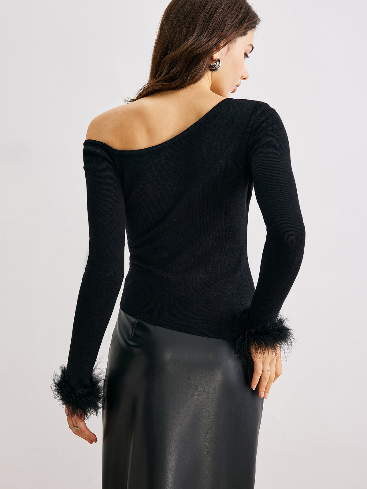 Asymmetric Neck Cashmere Blend Sweater — Svelte Chic