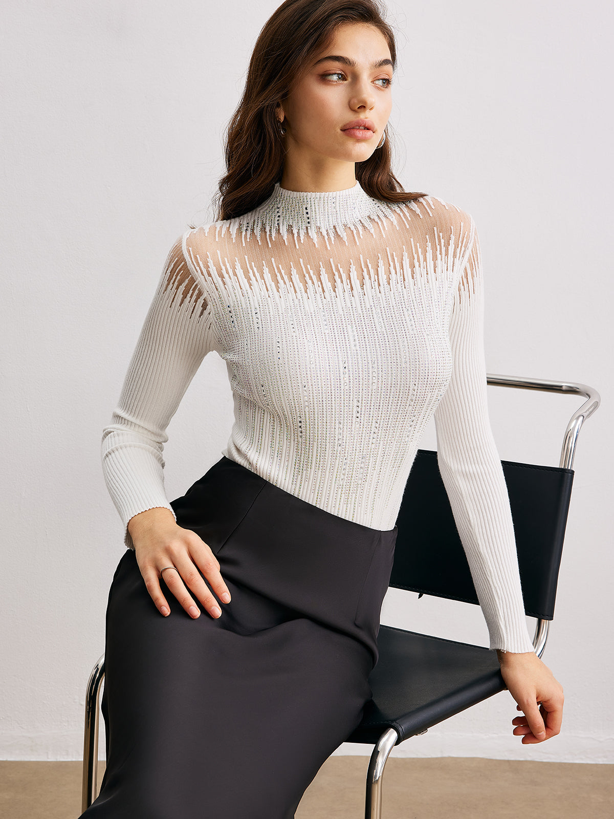 Mock Neck Tassel Knit Top — Svelte Chic