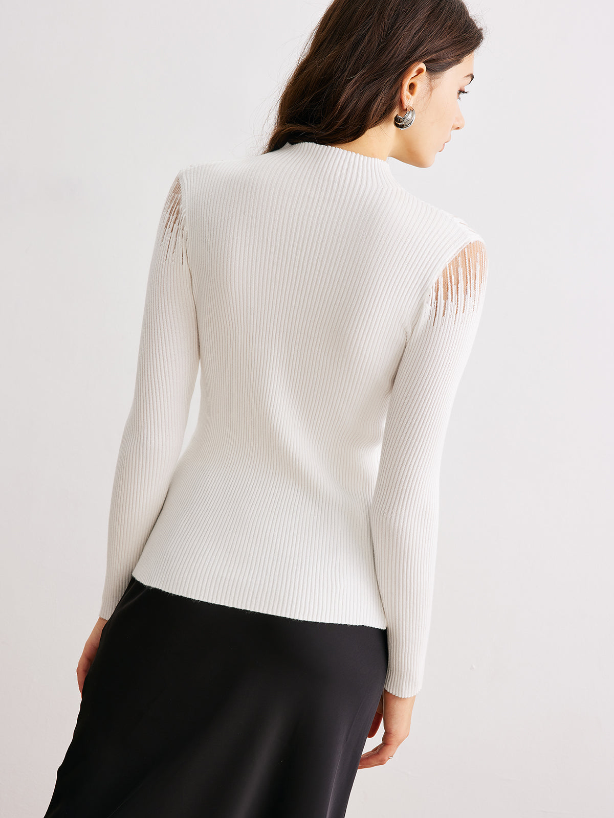 Mock Neck Tassel Knit Top — Svelte Chic