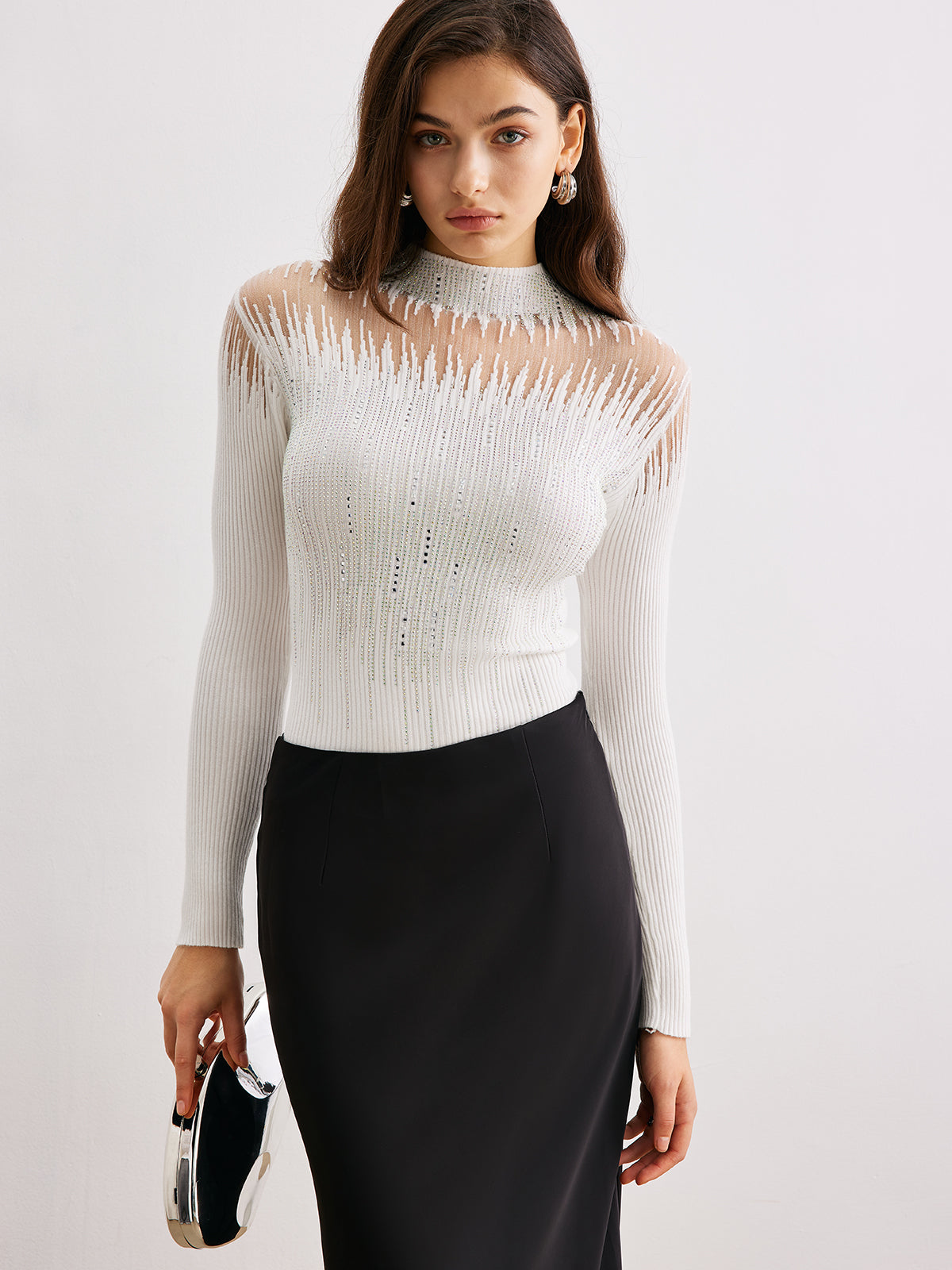 Mock Neck Tassel Knit Top — Svelte Chic