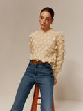 Floral Cropped Sweater in Apricot — Svelte Chic