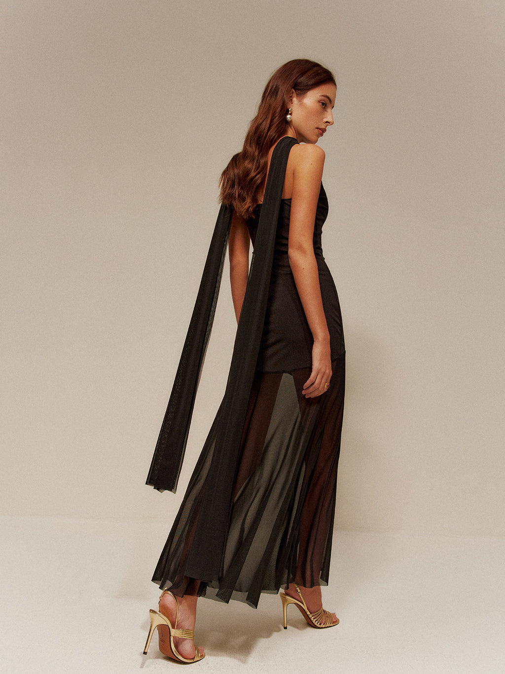 One Shoulder Ribbon Chiffon Maxi Dress — Svelte Chic