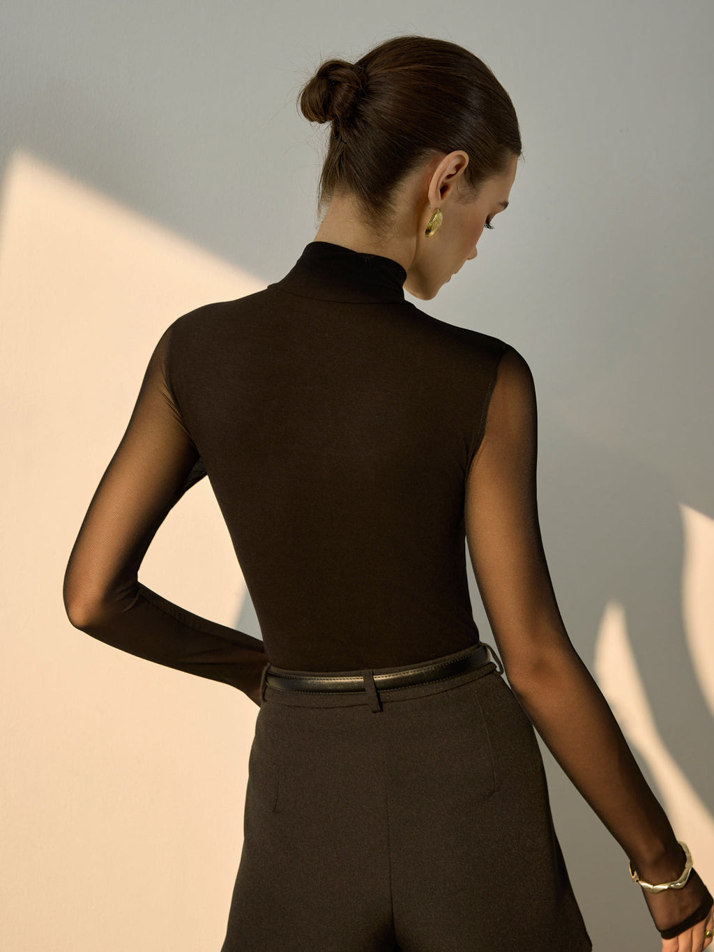Sheer Sleeve Pleated Blouse — Svelte Chic