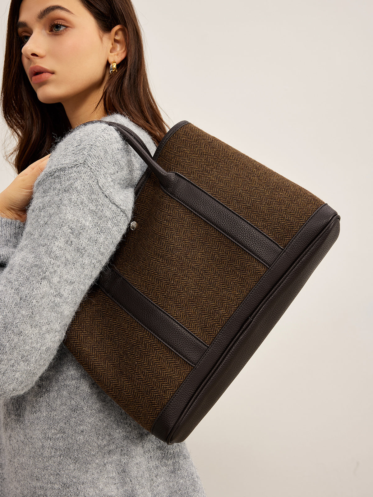 Chevron Button Clasp Tote Bag — Svelte Chic