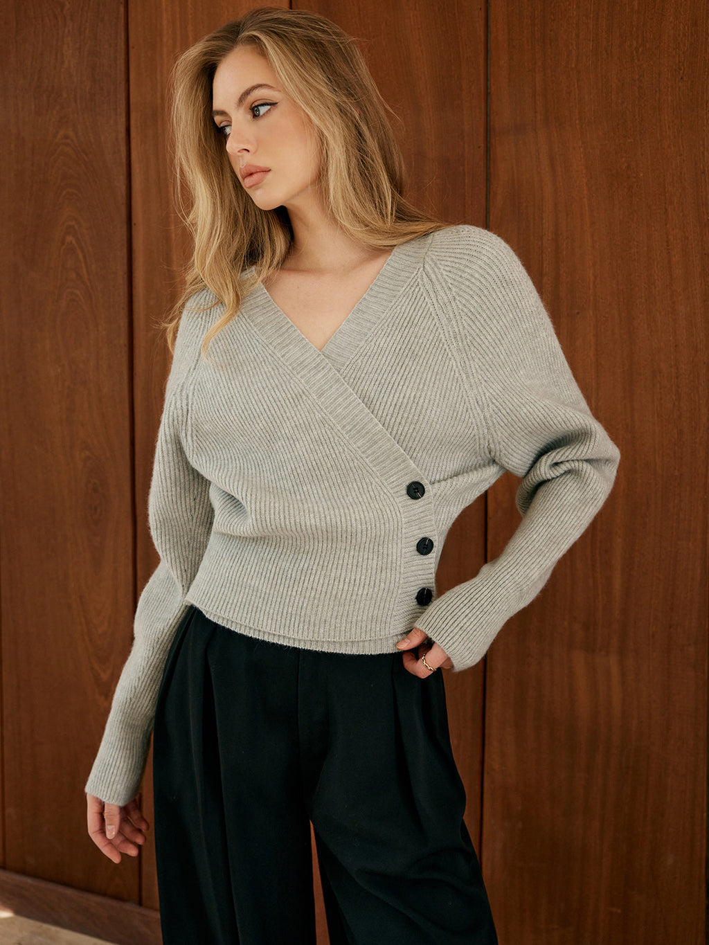 Button Wrap Knit Sweater — Svelte Chic
