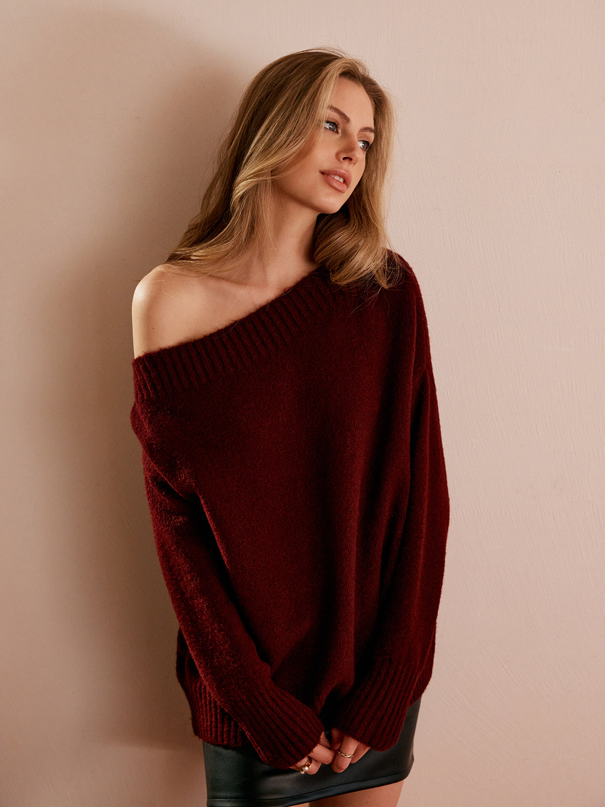 One Shoulder Draped Knit Sweater — Svelte Chic