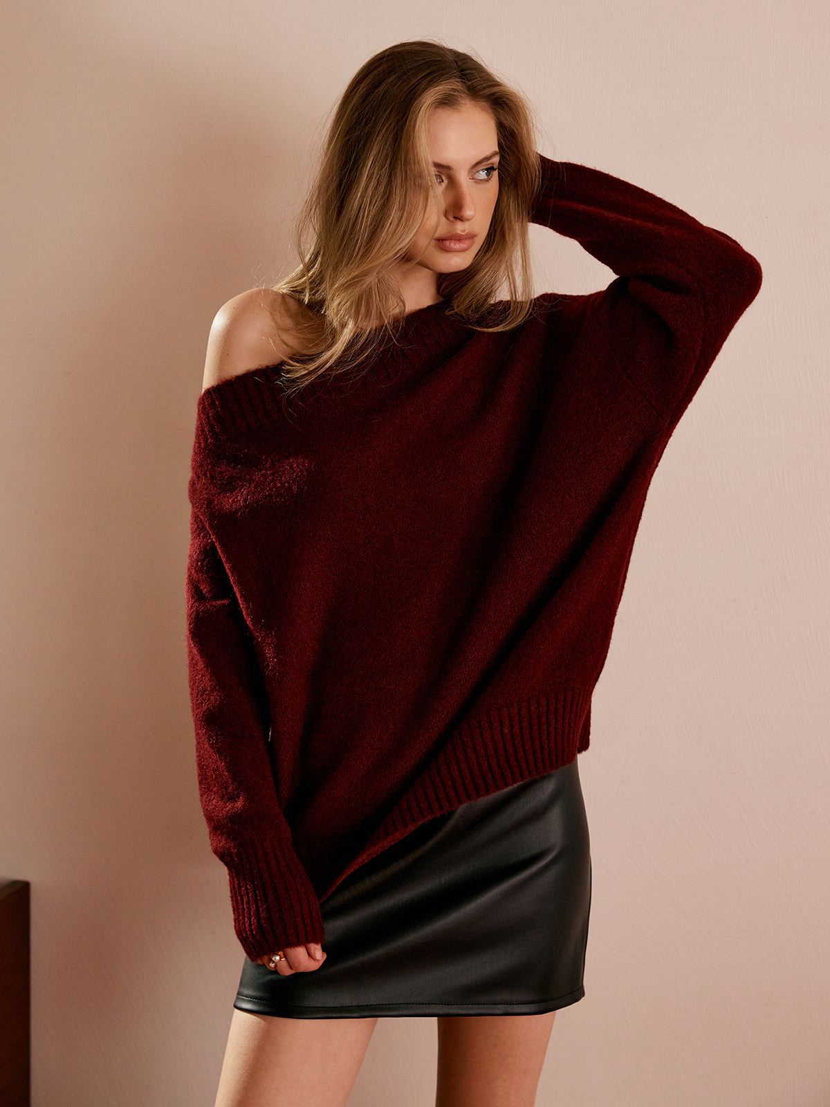 One Shoulder Draped Knit Sweater — Svelte Chic