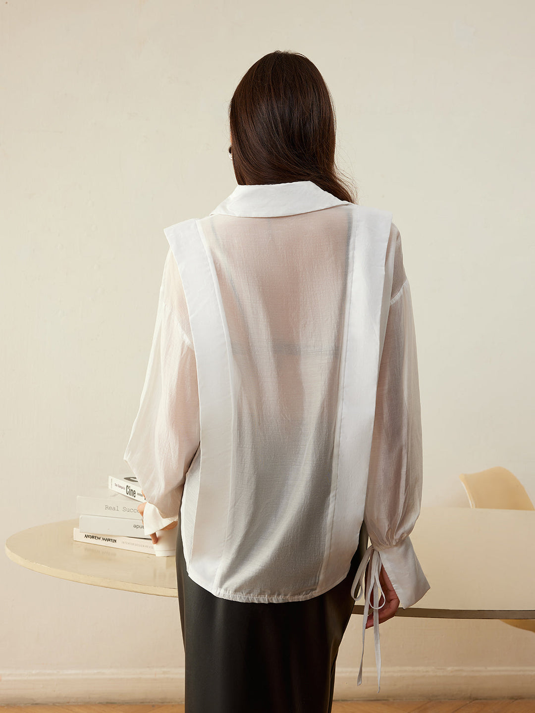 Şık Yarı Şeffaf Plise Polo Gömlek