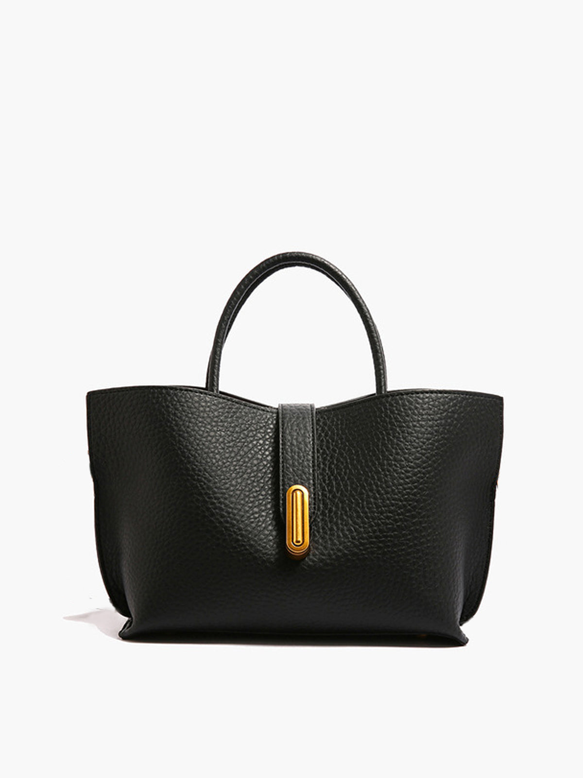 Textured Top Handle Bag in Black — Svelte Chic