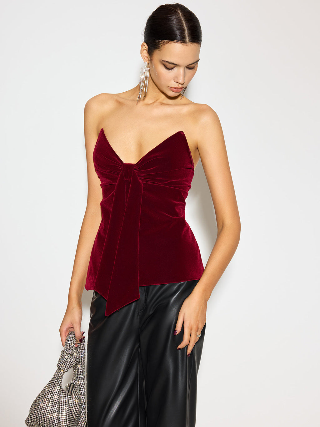 Button Front Velvet Corset Top — Svelte Chic