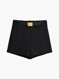 High Waist Belted Jersey Shorts in Black — Svelte Chic