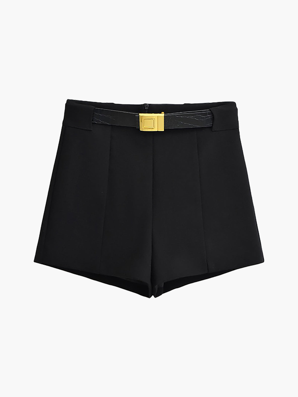 High Waist Metal Belt Jersey Shorts in Black — Svelte Chic
