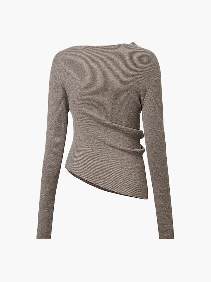 Şık Asimetrik Payetli Yün Karışımlı Triko Üst