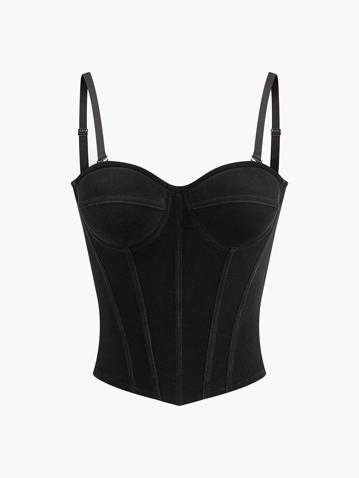Velvet Zip Strapless Corset Top in Black — Svelte Chic