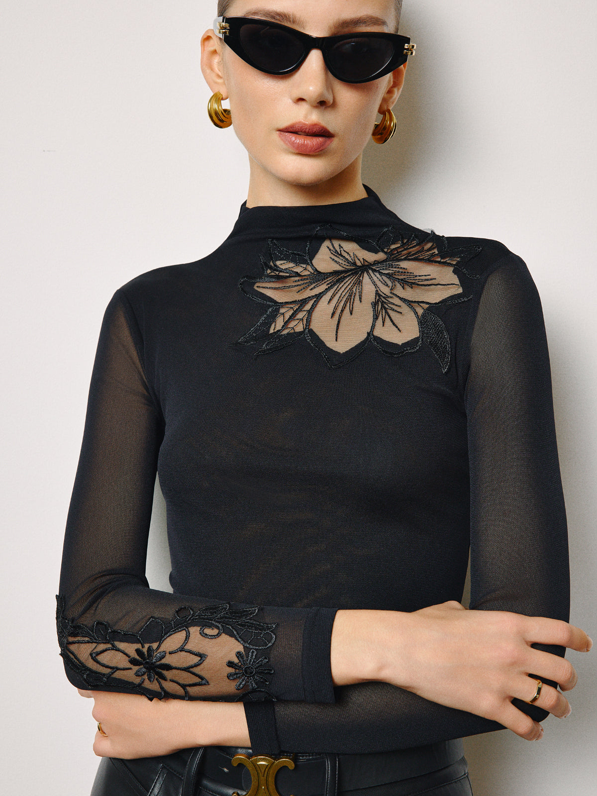 Floral Mesh Jersey Top — Svelte Chic