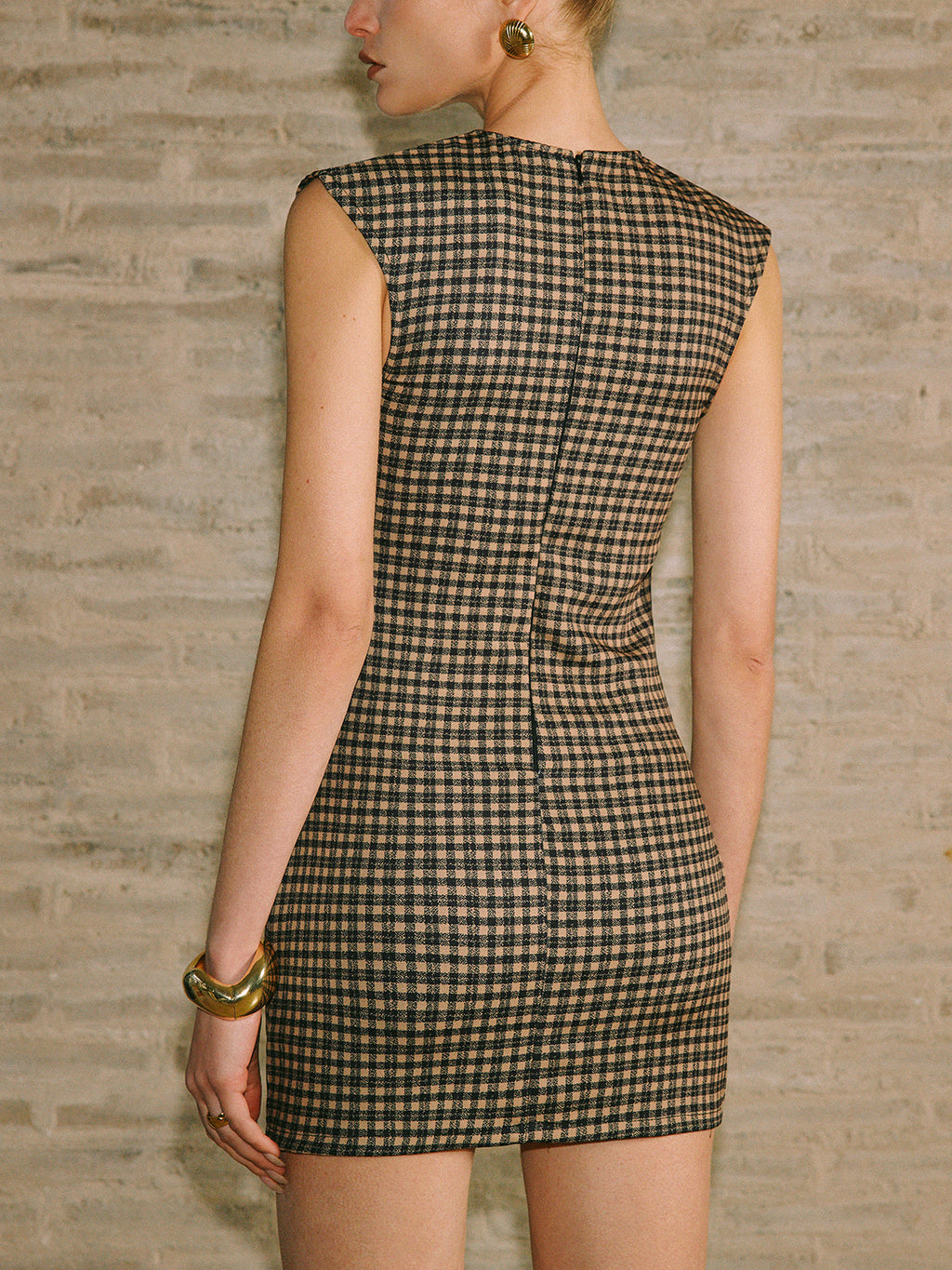 Retro Check Zip Cami Mini Dress — Svelte Chic