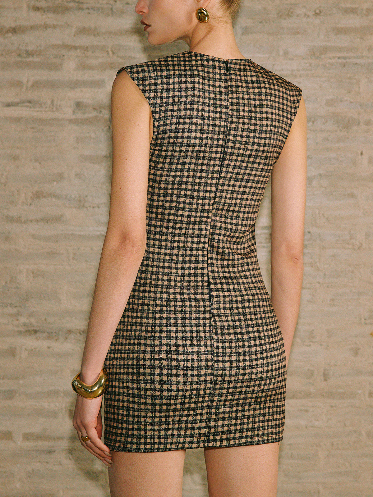 Retro Check Zip Cami Mini Dress — Svelte Chic