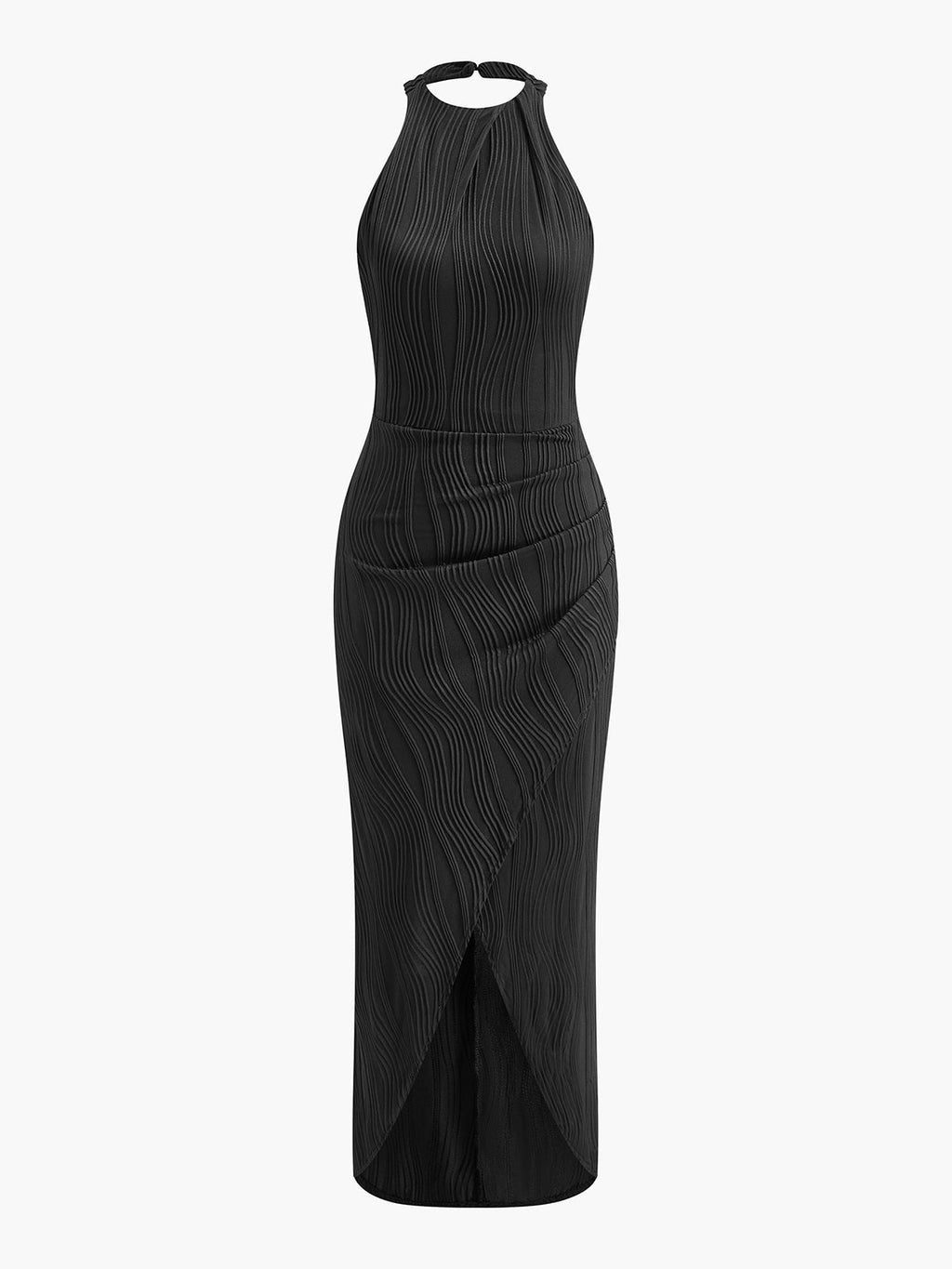 Pleated Halter Backless Maxi Dress — Svelte Chic