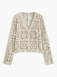 Cazip Düğmeli Önü Açık Kardigan, Şirin Kıvrımlı Kare Tasarım ile