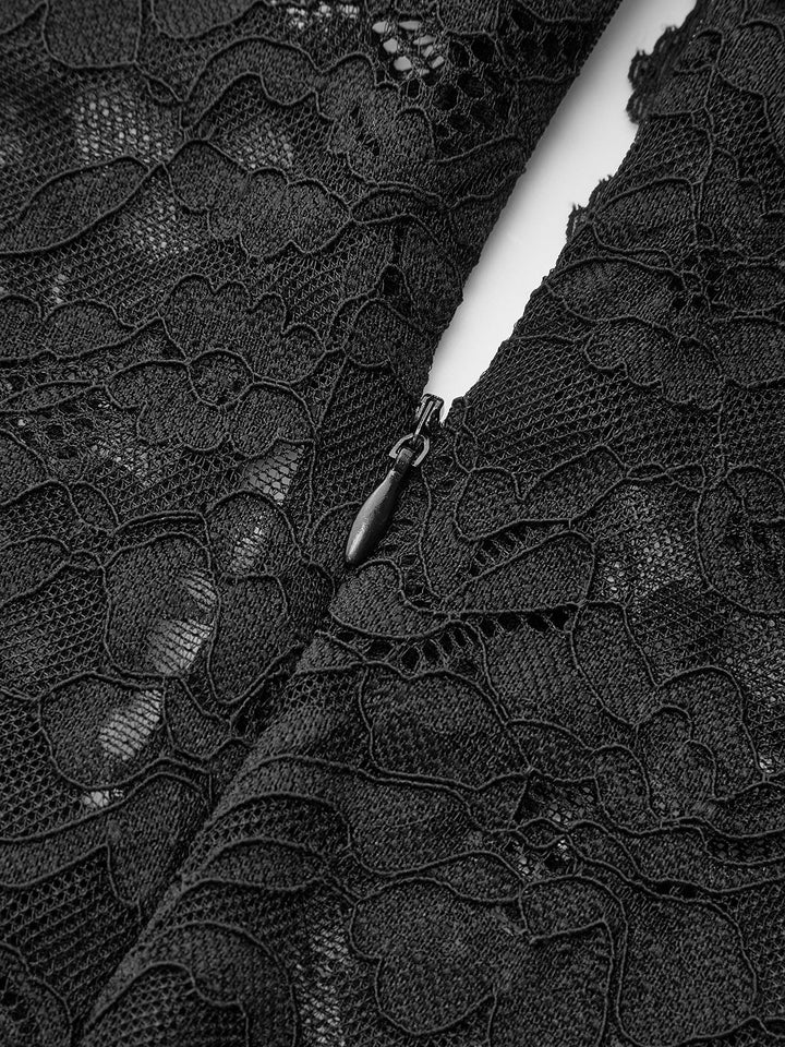 Şık Kırışık Tasarım Detaylı Zarif Şeffaf Dantel Anahtarlı Elbise