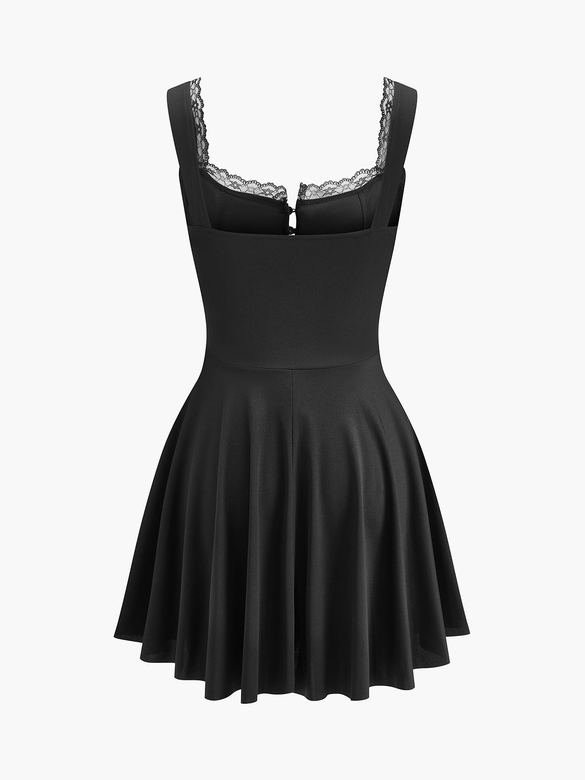 Lace Lettuce Trim Open Back Mini Dress — Svelte Chic