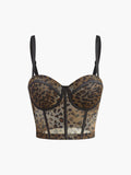 Leopard Print Mesh Corset in Khaki — Svelte Chic