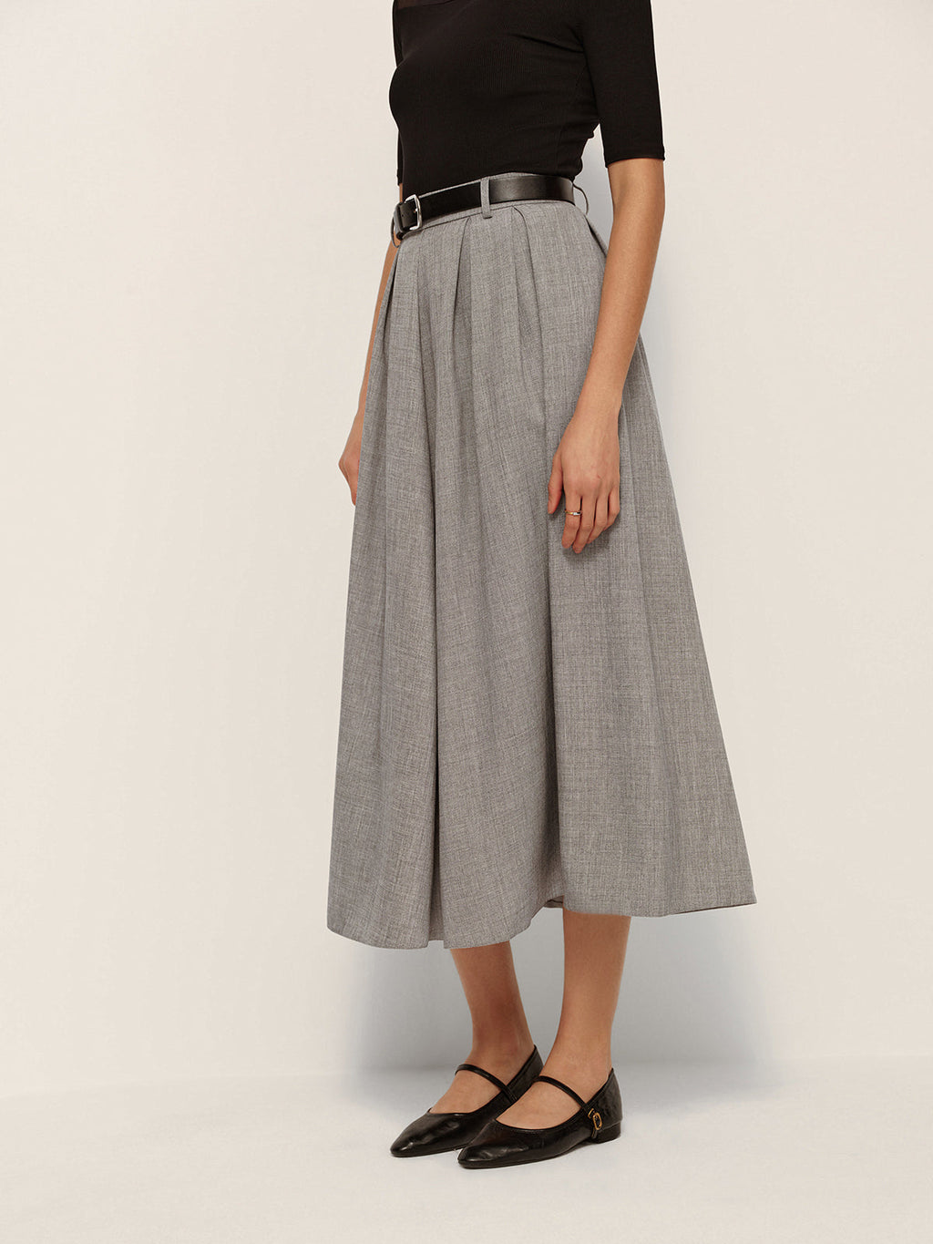 Pleated Check Midi Skirt — Svelte Chic