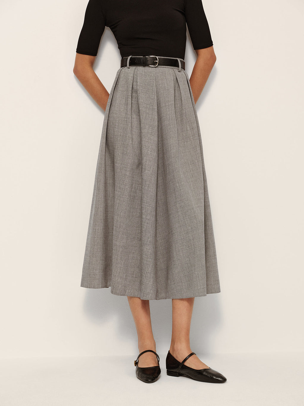 Pleated Check Midi Skirt — Svelte Chic