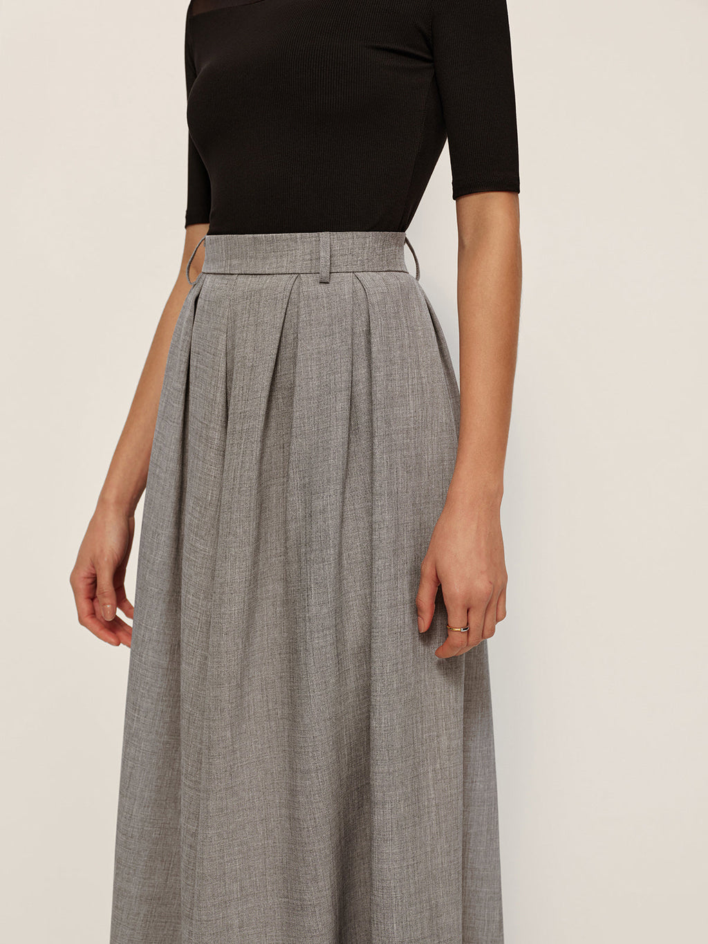 Pleated Check Midi Skirt — Svelte Chic