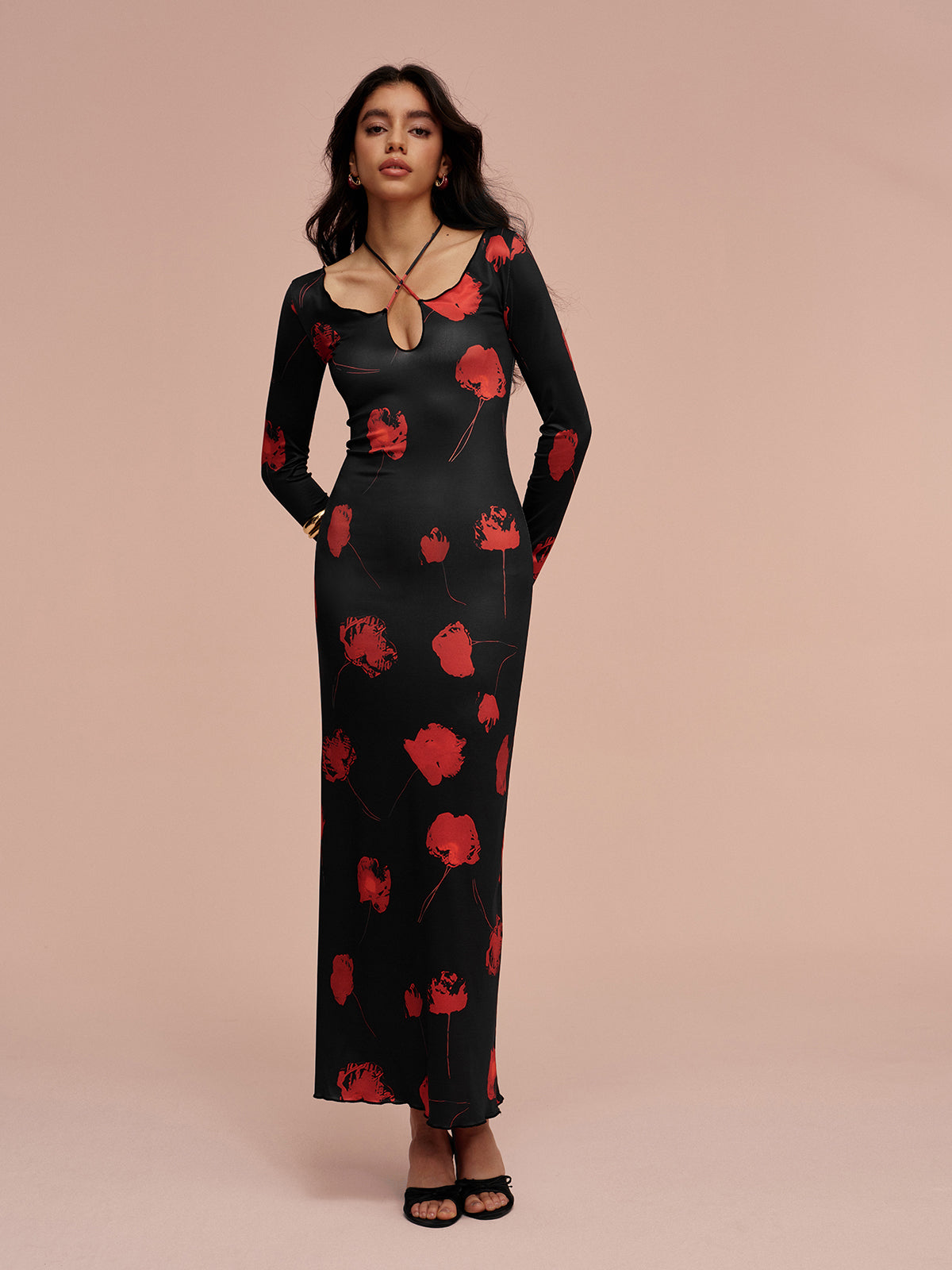 Floral Wrap Neck Maxi Dress — Svelte Chic
