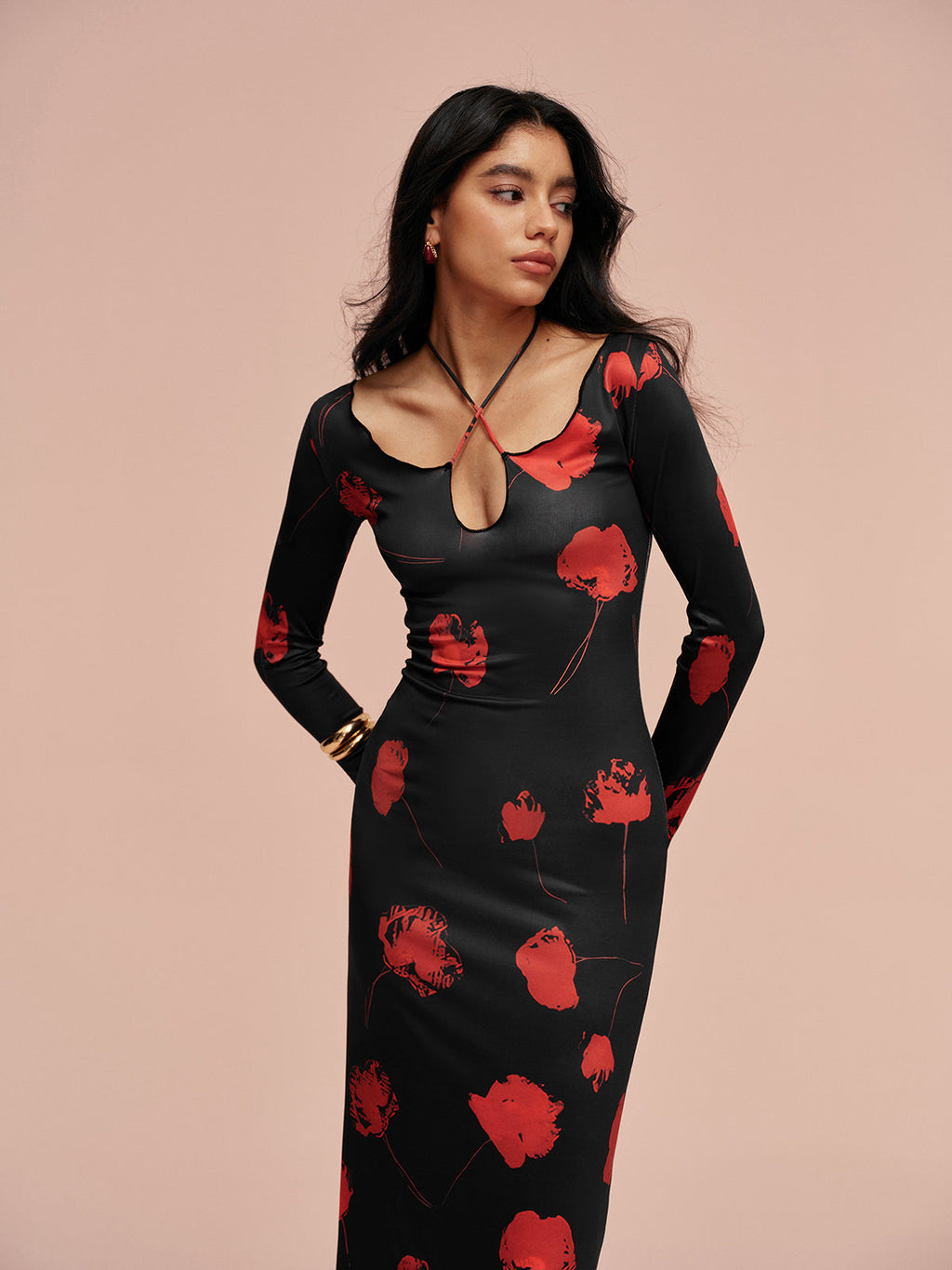 Floral Wrap Neck Maxi Dress — Svelte Chic