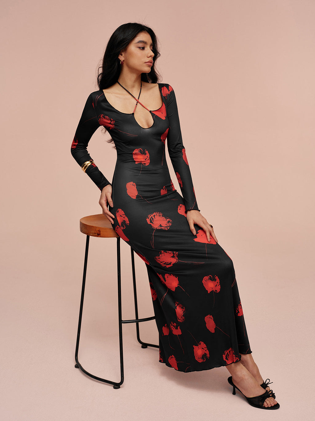Floral Wrap Neck Maxi Dress — Svelte Chic