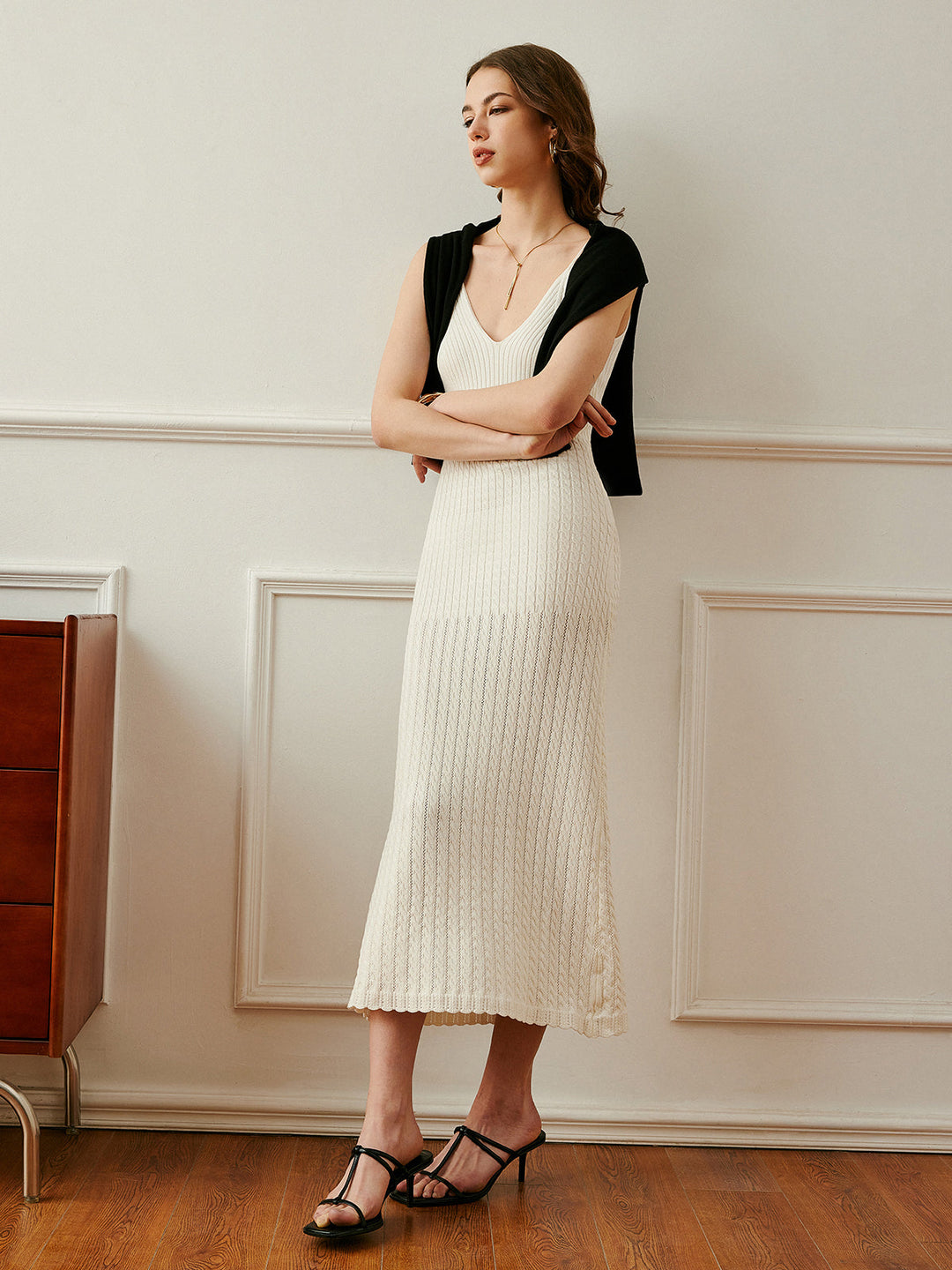 Şık Ribanalı Triko Elbise, İnce Askılı