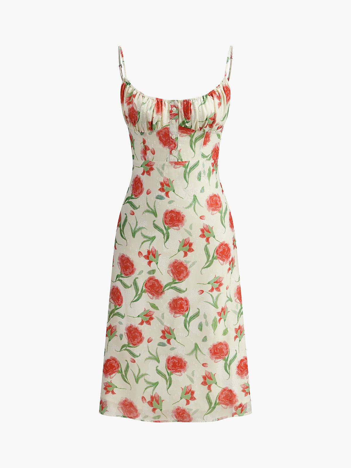 Floral Ruffle Button Midi Dress — Svelte Chic