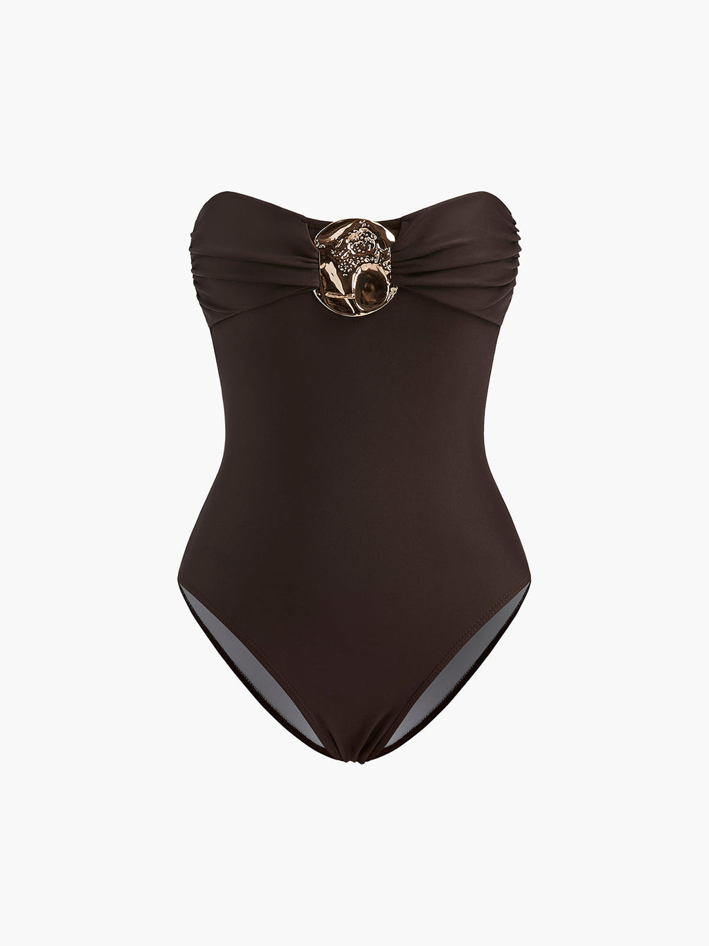 Metal Detail Twist Front Swimsuit — Svelte Chic