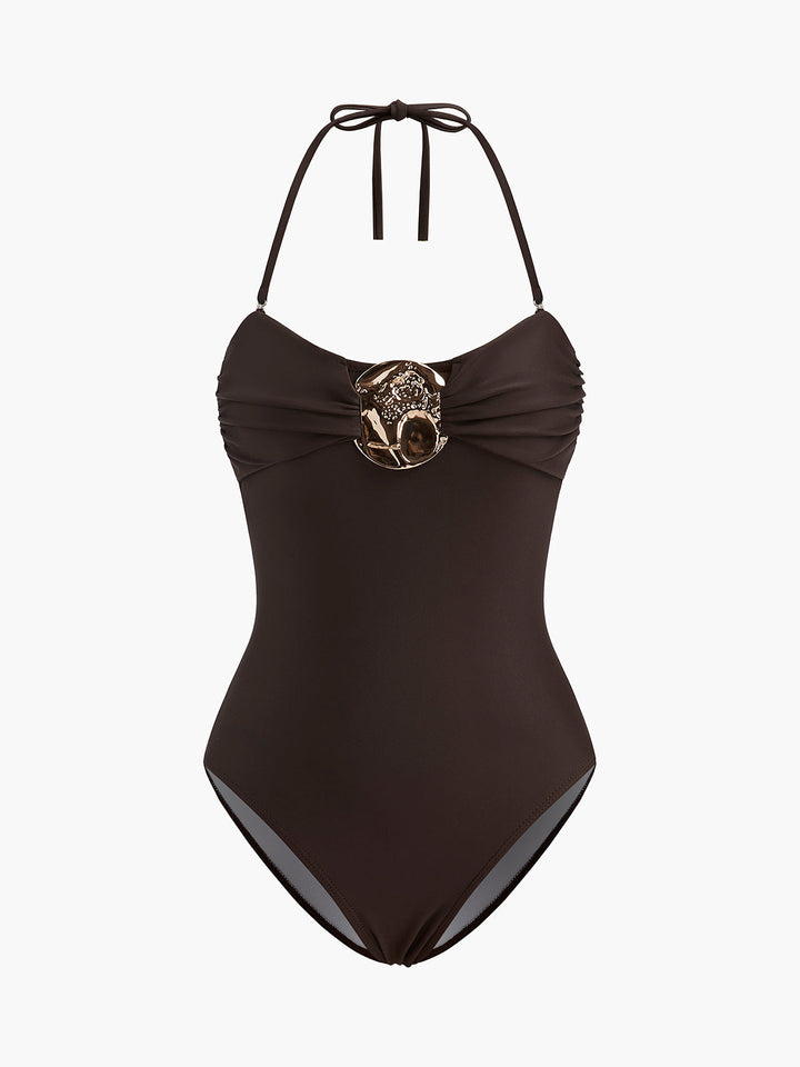 Şık Metal Detaylı Dönme Öntekli Tek Parça Mayo