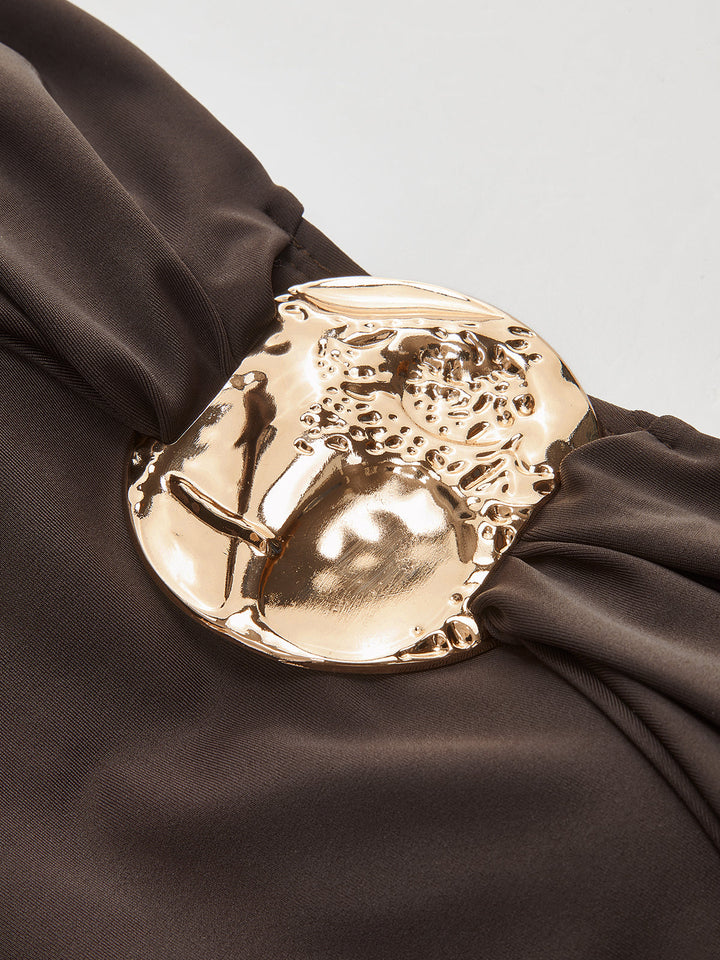 Şık Metal Detaylı Dönme Öntekli Tek Parça Mayo